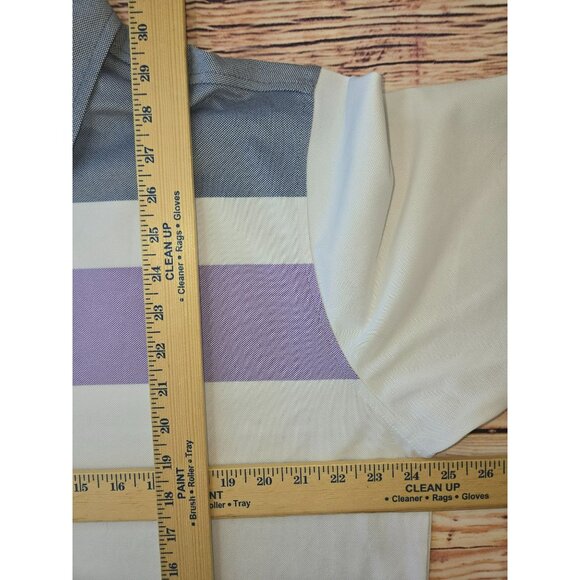 Footjoy FJ Mens Stripe Polo Shirt Large Lisle Purple/Gray - Picture 8 of 8